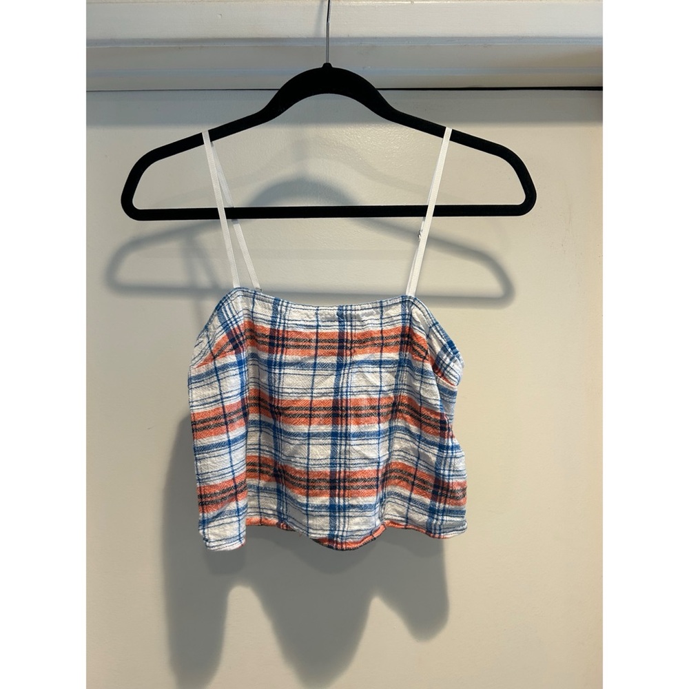 3/$10! Urban Outfitters Blue and Red Smocked Camisole Crop Top